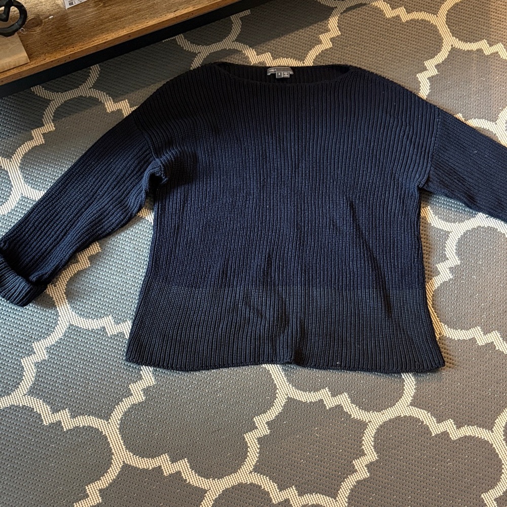 Vince Dark Blue Ribbed Sweater